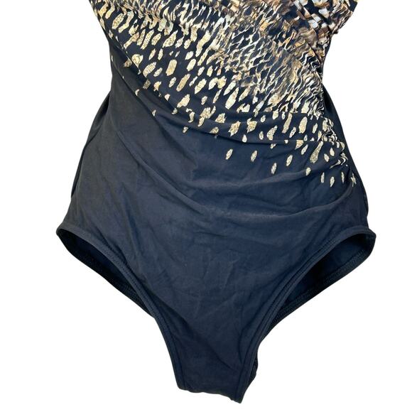 Miraclesuit Dali Leopard It's A Wrap One-Piece Swimsuit Brown Women 12 NWT - Picture 8 of 12